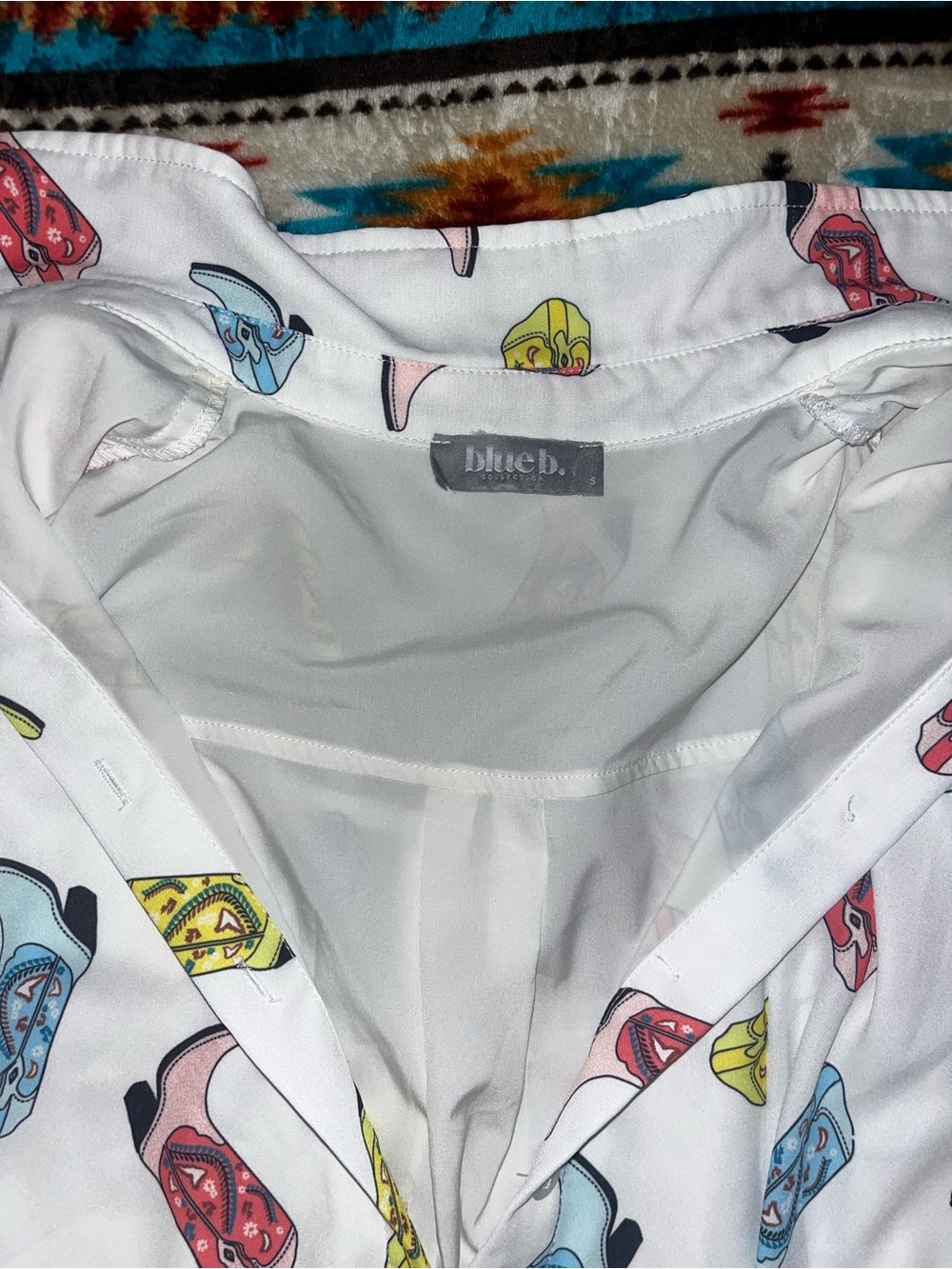 Kids White Hooded Pajama Top with Colorful Boot Print - Picture 2 of 2